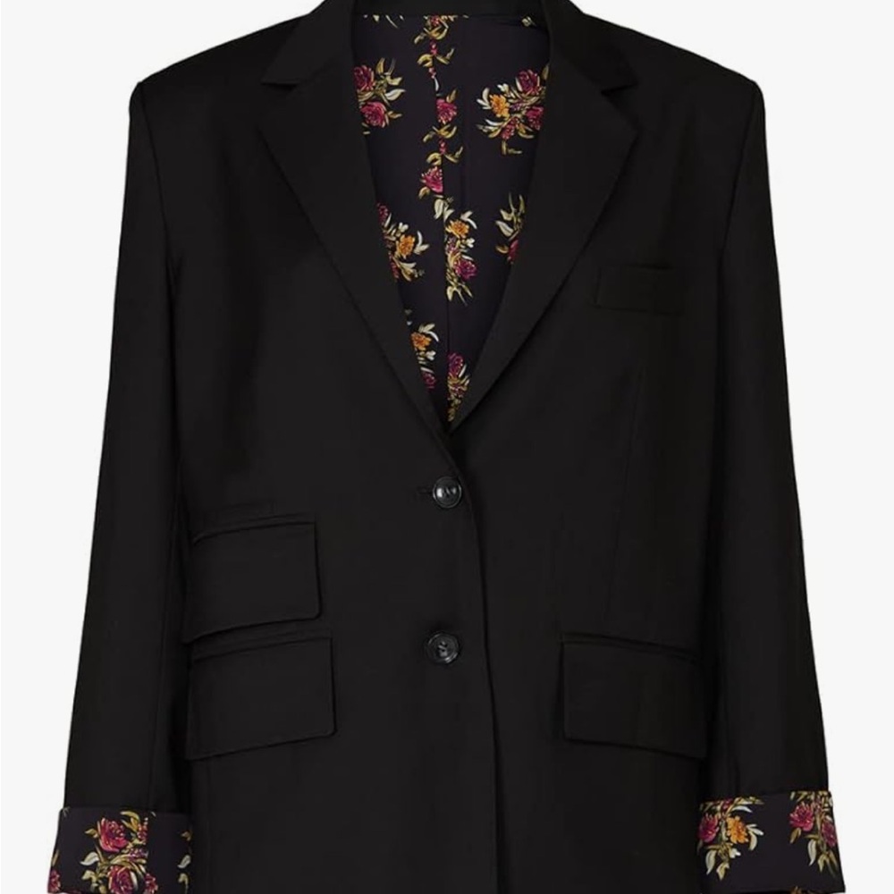 Thakoon Floral Lined Black Women's Blazer